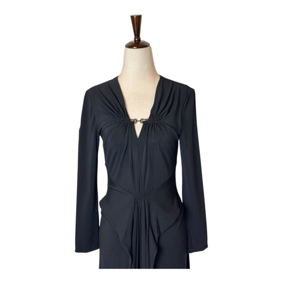 Halston Heritage Dress XS Women Stretch Matte Jersey Long Sleeve Gown‎ Cocktail - Picture 4 of 15
